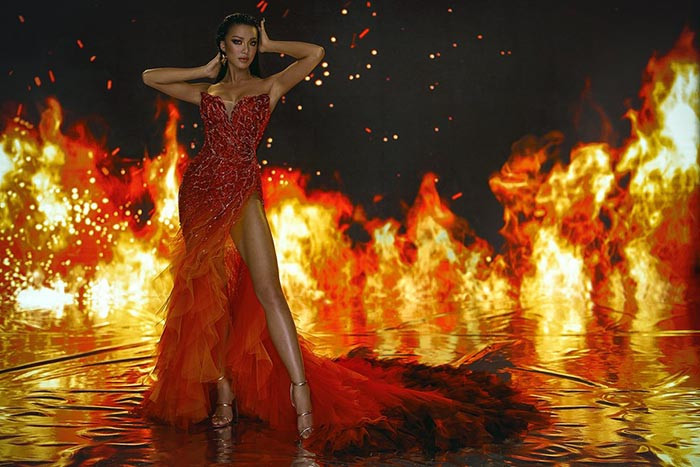 Kim Duyên gây ấn tượng với trang phục từ vật liệu tái chế tại Hoa hậu Hoàn vũ 2021